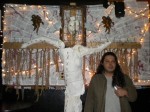 Matt Hunter and his installation Matthew Hunter poses in front of his central installation. (Photo: DenverThread)