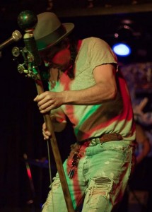 Bassist and Art Promoter Matt Hunter, atop his "Gut-Bucket-Bass." (Photo: MySpace)