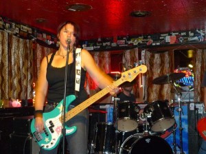 Sonya Decman of Smoothbore plays one of two basses in the guitarless band (Photo: MySpace/Smoothbore)