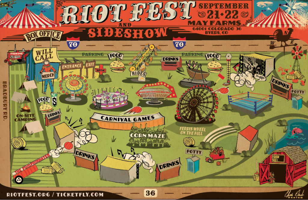 The Riot Fest comes to Byers, CO this weekend. (Map: RiotFest.org)